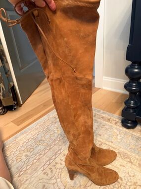 Stuart Weitzman Tall Suede Over-the-Knee Boots in Cognac Brown